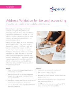 Address Validation for tax and accounting