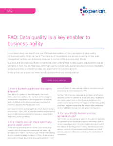 Data quality is a key enabler to business agility