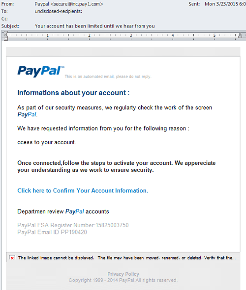 Example of deceptive phishing