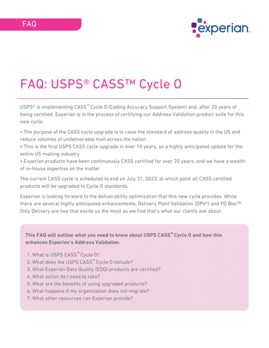 USPS CASS Cycle O