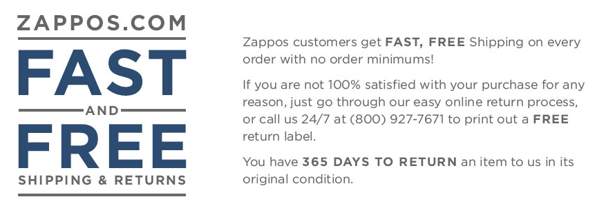 Zappos 365 day product returns